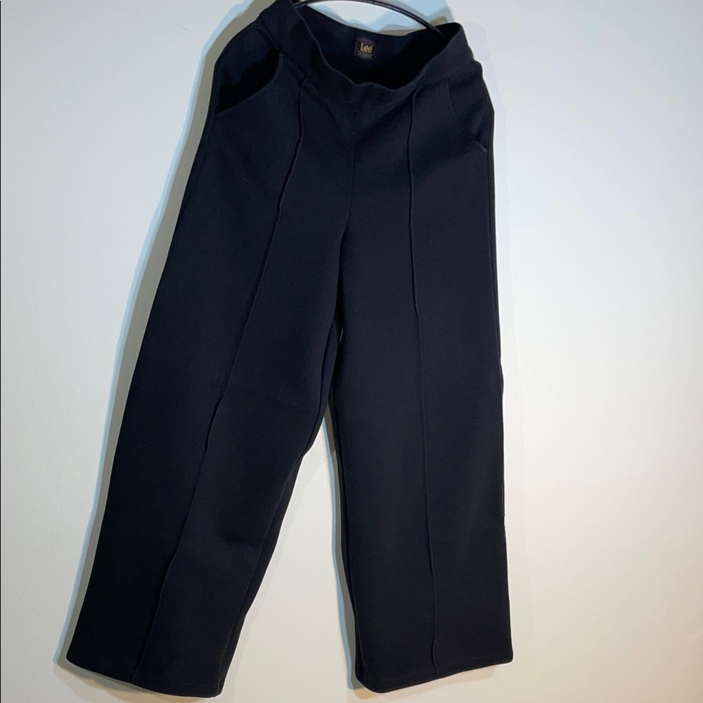 Lee Comfy Wide Leg Pants High Rise Soft Knit Blaxk Medium Lounge Travel